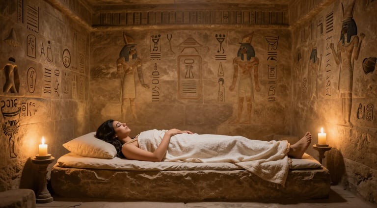 Ancient Egyptian dream temple chamber used for sleep incubation and subconscious healing