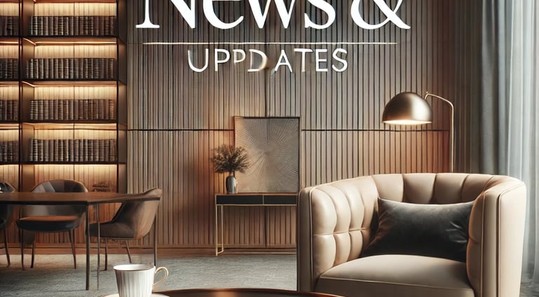 Ambiente com poltrona, mesa, café e jornal, simbolizando leitura sobre economia e empreendedorismo