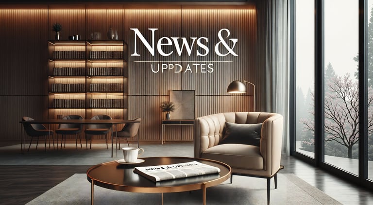 Ambiente com poltrona, mesa, café e jornal, simbolizando leitura sobre economia e empreendedorismo