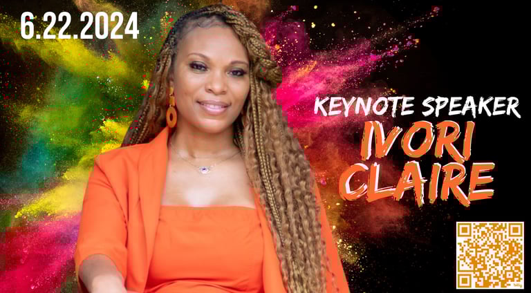 Keynote Speaker Ivori Claire speaking at the iamWoman mental wellness series on June 22, 2024