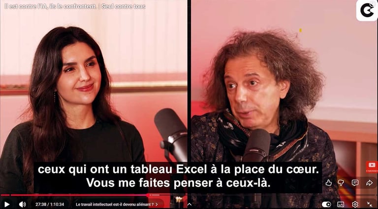 extrait de la chaine Le Crayon. Eric Sadin face à Yasmine Douadi à 