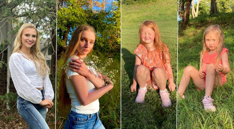 Jack's Locksmith family photo in Burnsville, NC— four daughters behind the name JACK's