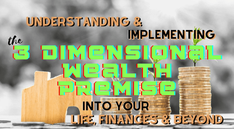 a stack of coins and a house with the words, 3 dimensional wealth