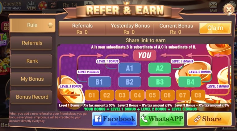 refer and win 3card new game