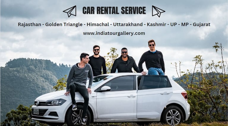 a group of men standing around a car