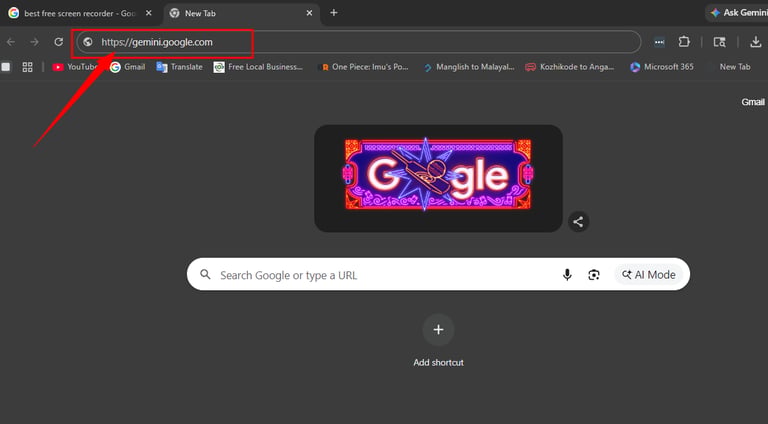 Address bar to type https://gemini.google.com