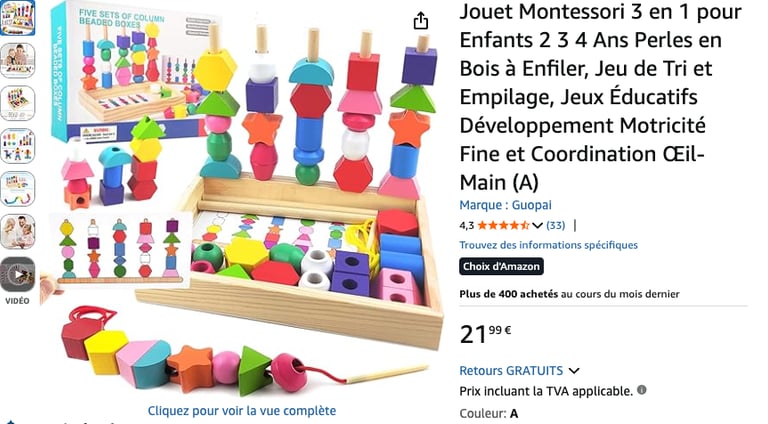jeu de tri montessori