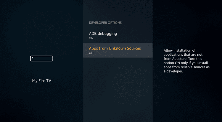 4. Click [Apps from Unknown Sources].This will allow you to install apps from third-party sources. I