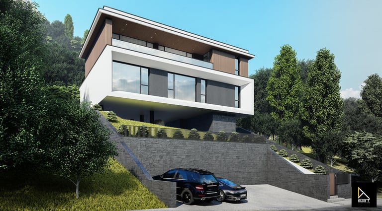 Casa moderna la munte cu etaj si acoperis tip terasa