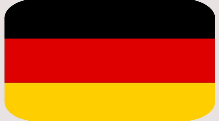 The national flag of Germany featuring three horizontal stripes of black, red, and gold colors.