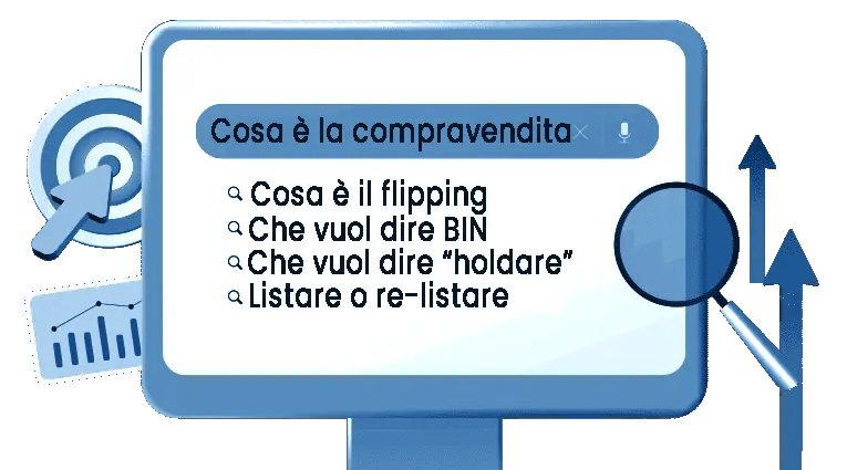 schermo di un computer con ricerche sulla compravendita