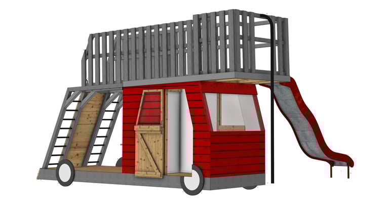 Plan cabane en bois en forme de camion de pompier