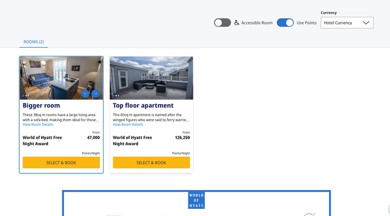 hyatt points booking for iceland