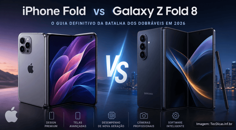 iPhone Fold vs Galaxy Z Fold 8: o guia definitivo da batalha dos dobráveis em 2026