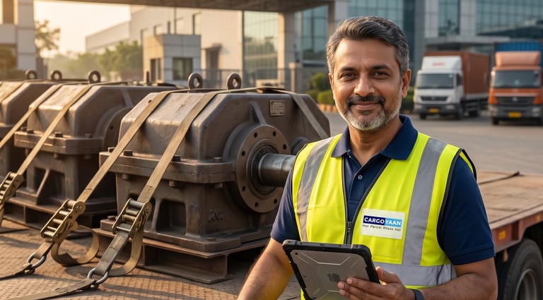 A CargoYaan Woker Standing Beside a Heavy Load