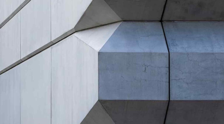 Cut Concrete Side Pieces in large beautiful concrete building