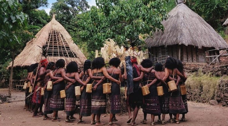 Traditional Abui houses in Takpala Village in alor