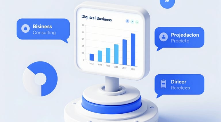 A sleek chatbot interface displayed on a smartphone screen with deep blue and orange accents.