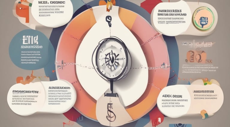 Team members collaborating in a modern office space with charts and reports displayed on screens.