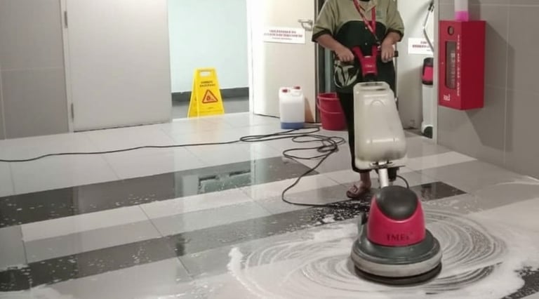 Professional floor scrubbing services by TOT Cleaning & Landscape Service experts.