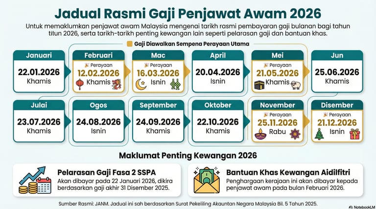 Jadual Gaji Penjawat Awam 2026: Tarikh Bayaran & Info SSPA (Rasmi)