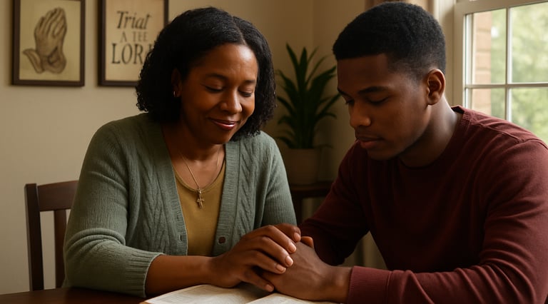 un homme et une femme assis à une table avec un livre