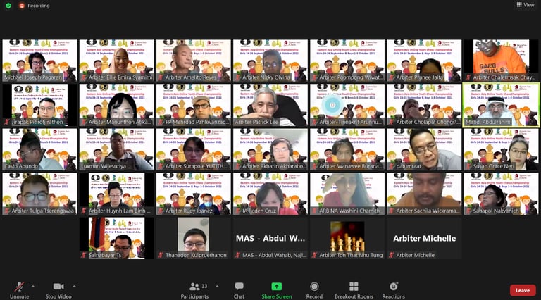 Arbiters at the Eastern Asia Online 2021 with Thailand Chess & Asian Chess Federation. Ellie Emira