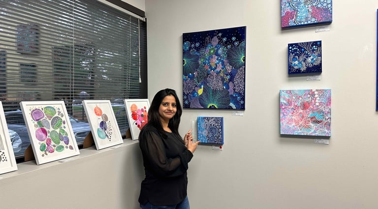 Richa with her sold Artworks Richa Gallery