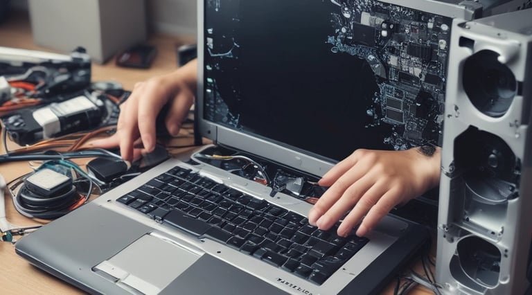 A cozy home office setup with modern computer and multimedia equipment.