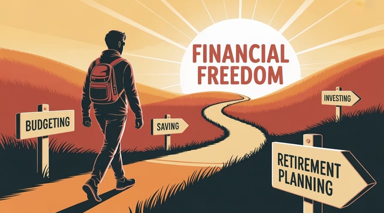 Financial freedom path with multiple income streams, make money online, side hustles, passive income