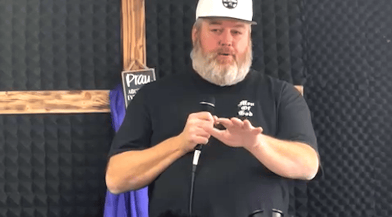 Pastor Keith speaking at a church helping Christian men overcome porn addiction.