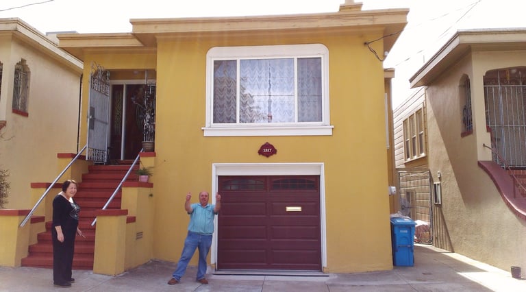 Wood grain paint garage door in San Francisco.
