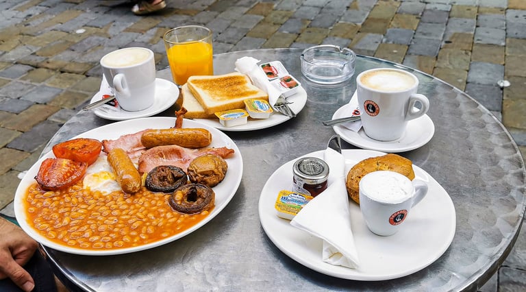 Full English Breakfast and scone Gibraltar