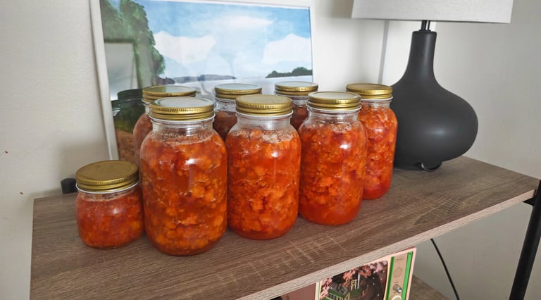 Liters of Cloudberry jam in a class bottles, made by Local Guide Timo from Rovaniemi, Lapland, Finland.