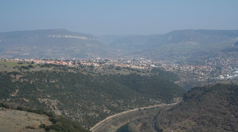 Millau  lies ahead.