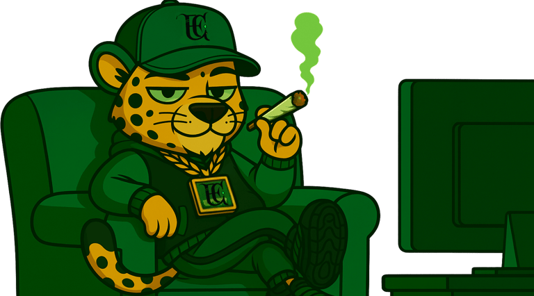 Fresh CBD sentado en sofá fumando frente al televisor