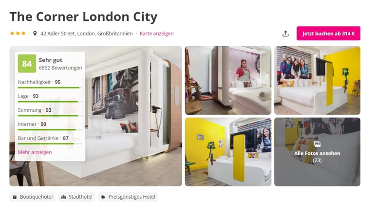Lastminute.com Citytrip London inkl. Flug The Corner London City