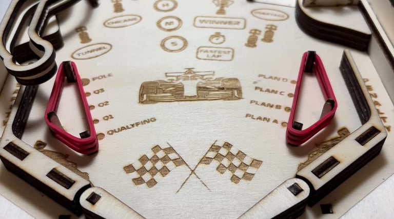 Formula 1 laser cut pinball machine detail, DXF files