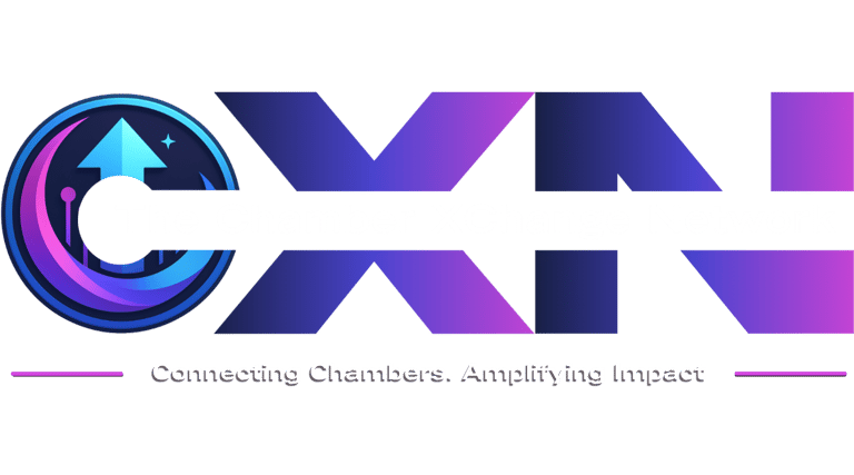 CXN logo with upward arrow icon and tagline: Connecting Chambers. Amplifying Impact.