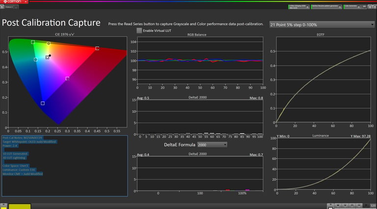 CalMAN post calibration capture verification