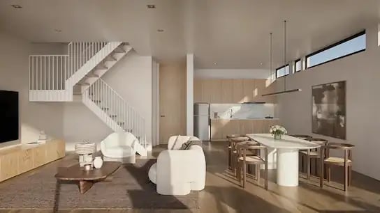 Diseño Interior casa. Colores cálidos, estilo contemporáneo