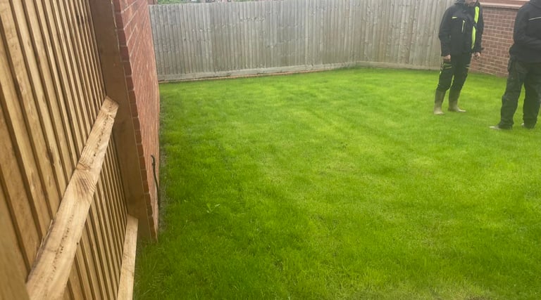 Levelled garden with new grass turf in Worcester