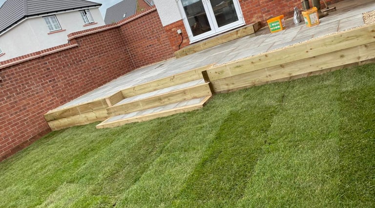 Garden retaining wall built from bricks in Worcester