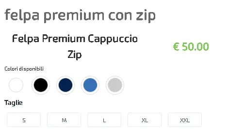prezzo felpa con zip e fcappuccio premium