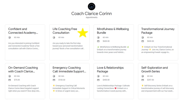 Coach Clarice's Free Consultation Booking Page 