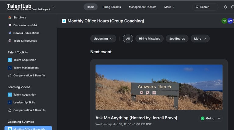 scheduled and on demand coaching bookable via the platform