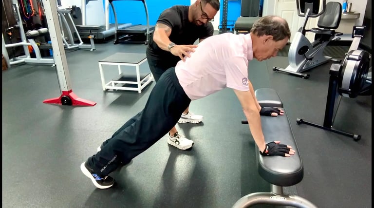 man getting personal training session