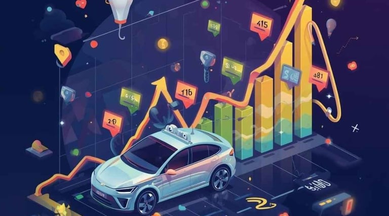 Imagem ilustrativa com gráfico mostrando crescimento de carros elétricos vendidos no Brasil em 2025