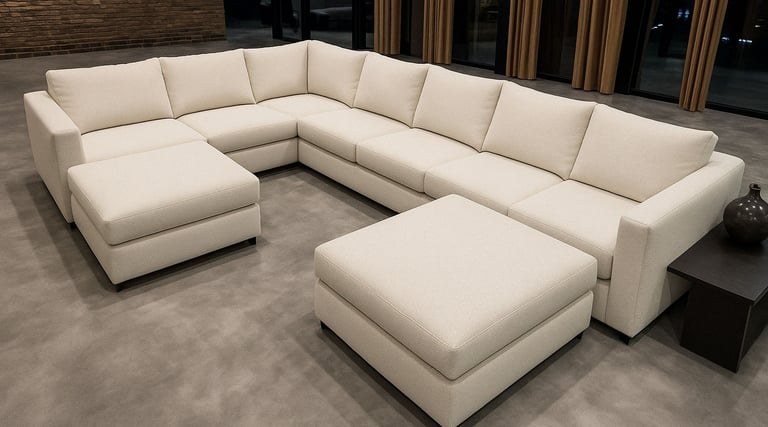 Contemporary sectional sofa with clean lines and neutral tones, created by Solo Home Decor.