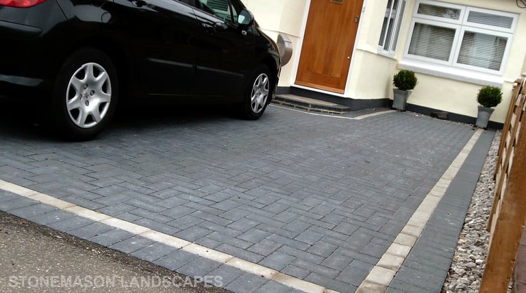 Standard charcoal block paving driveway instalation
